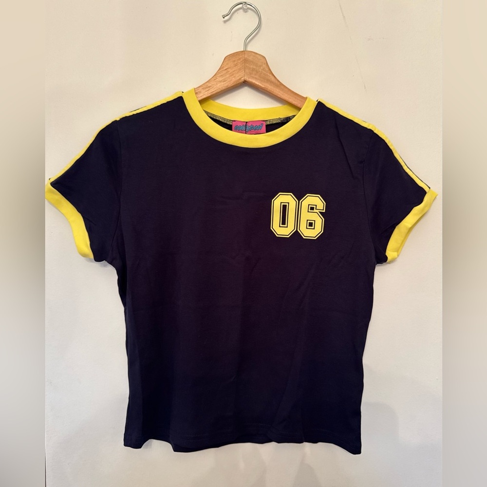 Edikted Navy and Yellow Graphic Tee